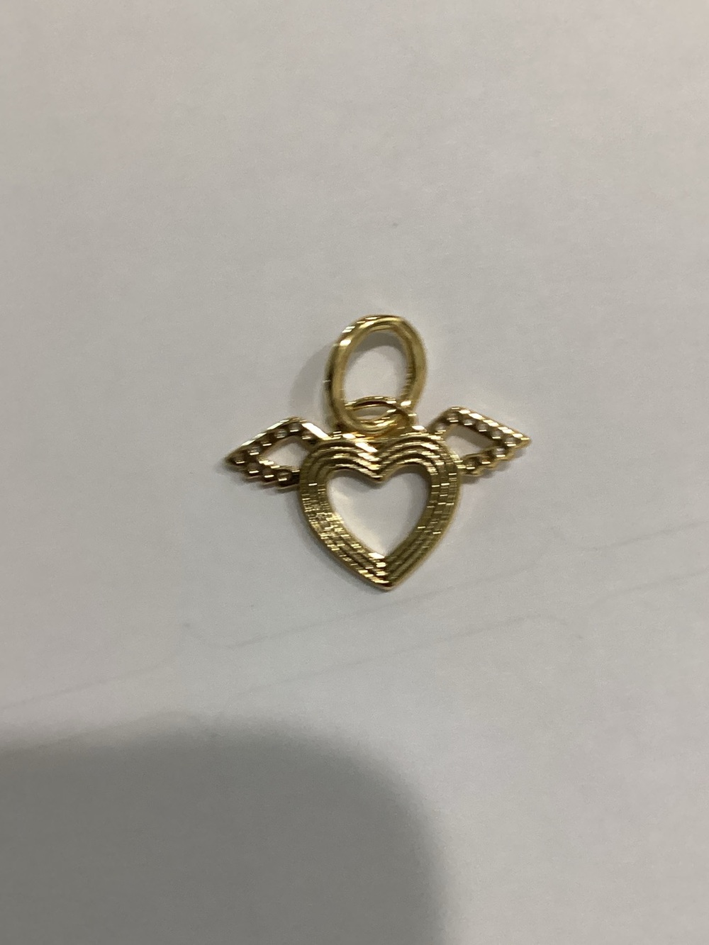 Gold-Tone Heart with Wings Pendant Charm - Women's Necklace Accent‎